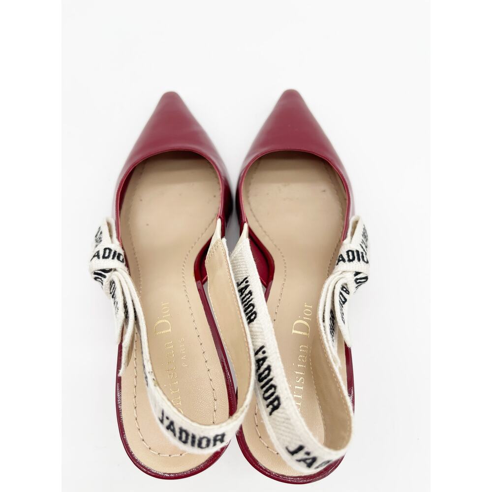 Christian Dior J'Adior Burgundy Patent Leather Slingback Kitten Heel Pumps EU 38 - Picture 7 of 13